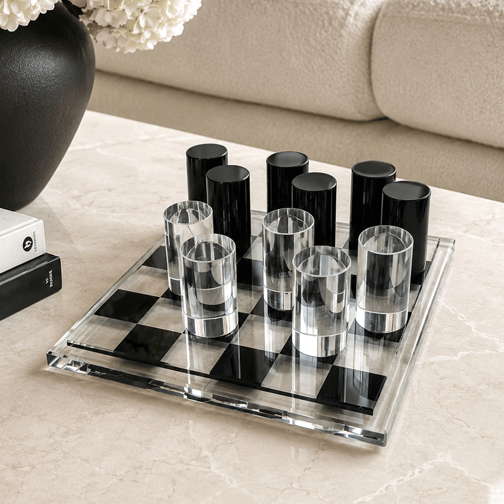 Monochrome Acrylic Decorative Chess Set Accessories 