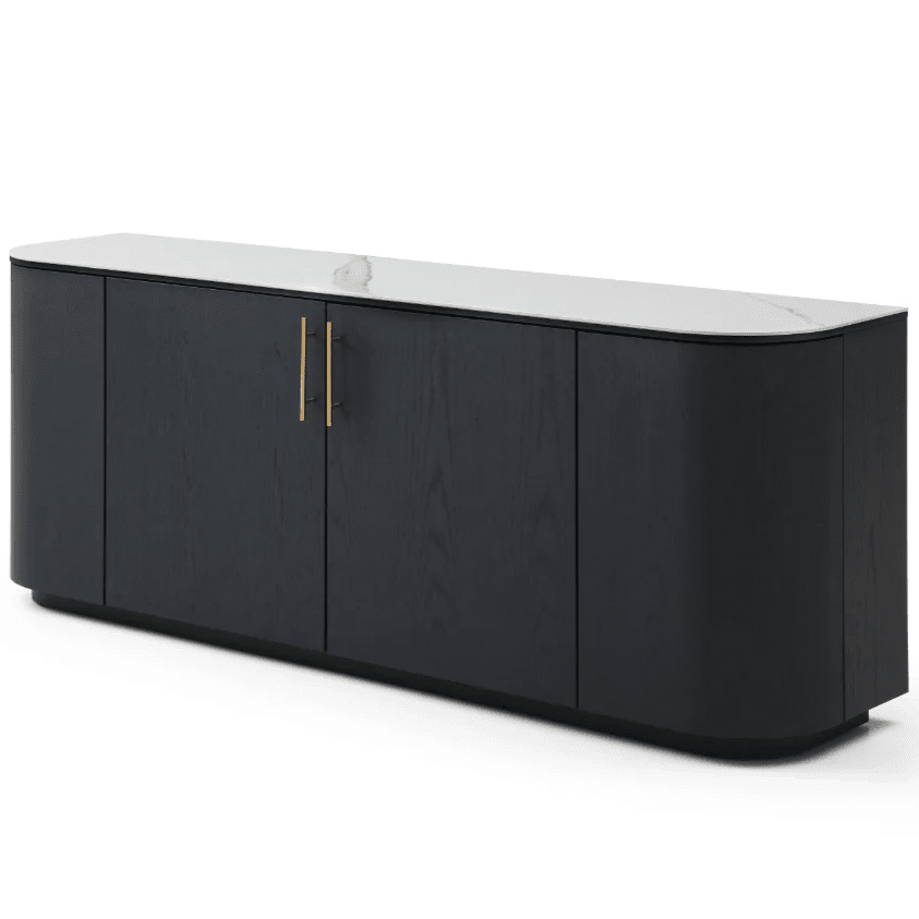 Monroe Black Sideboard with Marble Top Furniture 