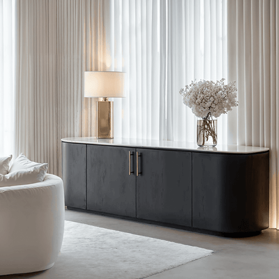 Monroe Black Sideboard with Marble Top Furniture 