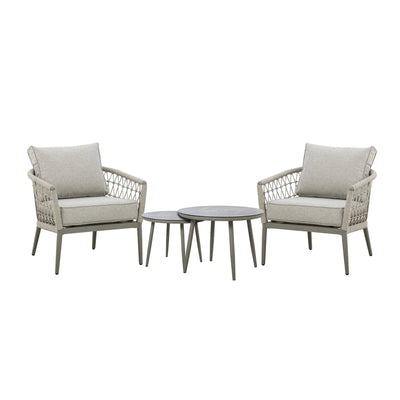 Morocco Outdoor Cream & Taupe Chair Lounge Set Outdoor 