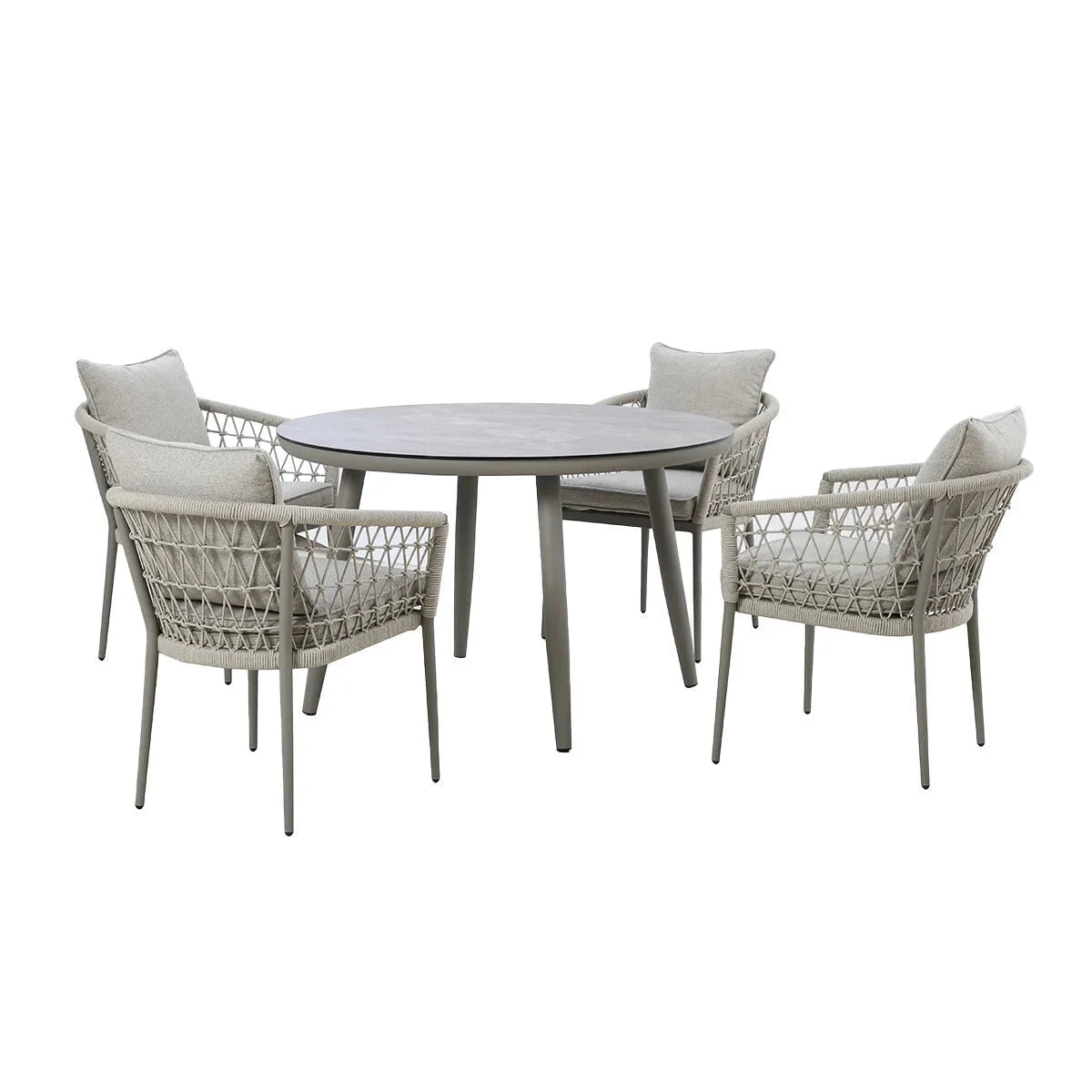 Morocco Outdoor Taupe Round 4 Seater Dining Set Outdoor 