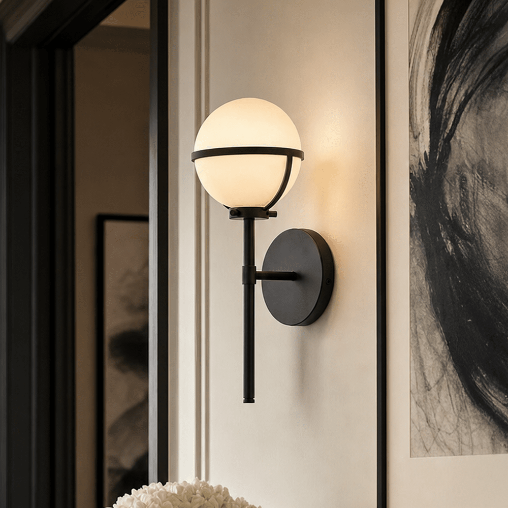 Nancy Black Orb Detail Wall Light Lighting 