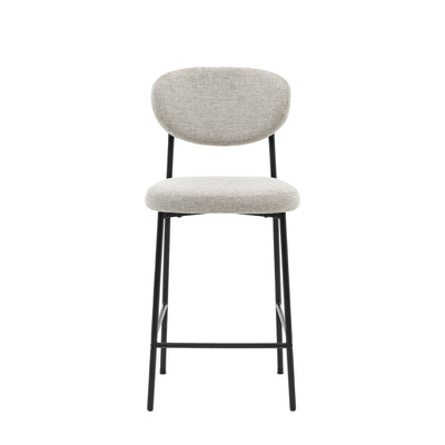 Naomi Natural Upholstered Bar Stool with Black Legs - Set of 2 Furniture 