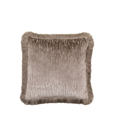 Narella Taupe Velvet Fringe Detail Cushion- 50 x 50cm Accessories 