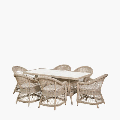 Naxos Outdoor Wicker Woven 6 Seater Dining Set Outdoor 