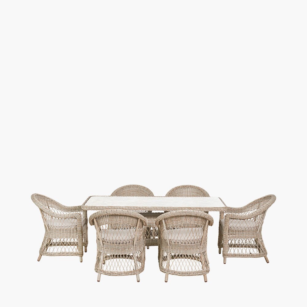 Naxos Outdoor Wicker Woven 6 Seater Dining Set Outdoor 