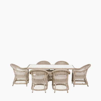 Naxos Outdoor Wicker Woven 6 Seater Dining Set Outdoor 