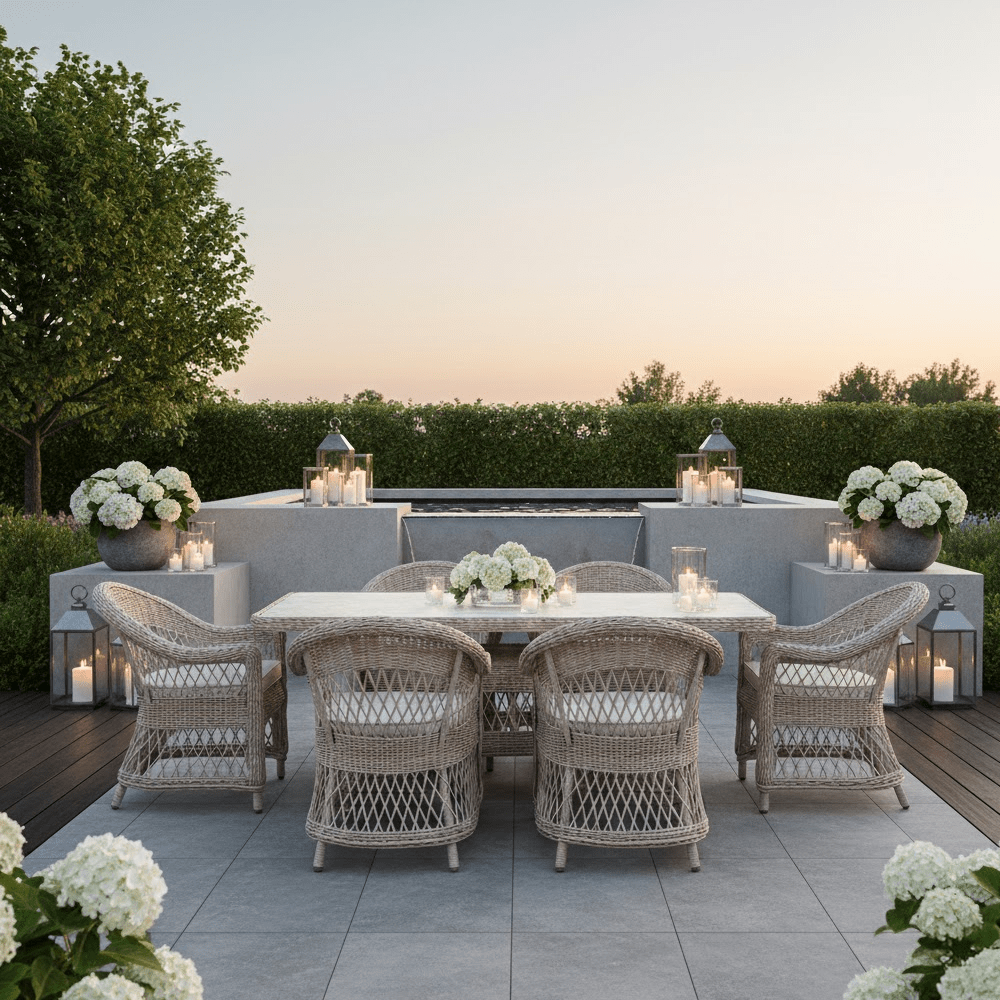 Naxos Outdoor Wicker Woven 6 Seater Dining Set Outdoor 