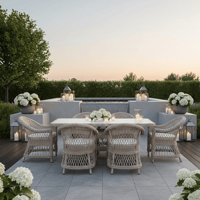 Naxos Outdoor Wicker Woven 6 Seater Dining Set Outdoor 