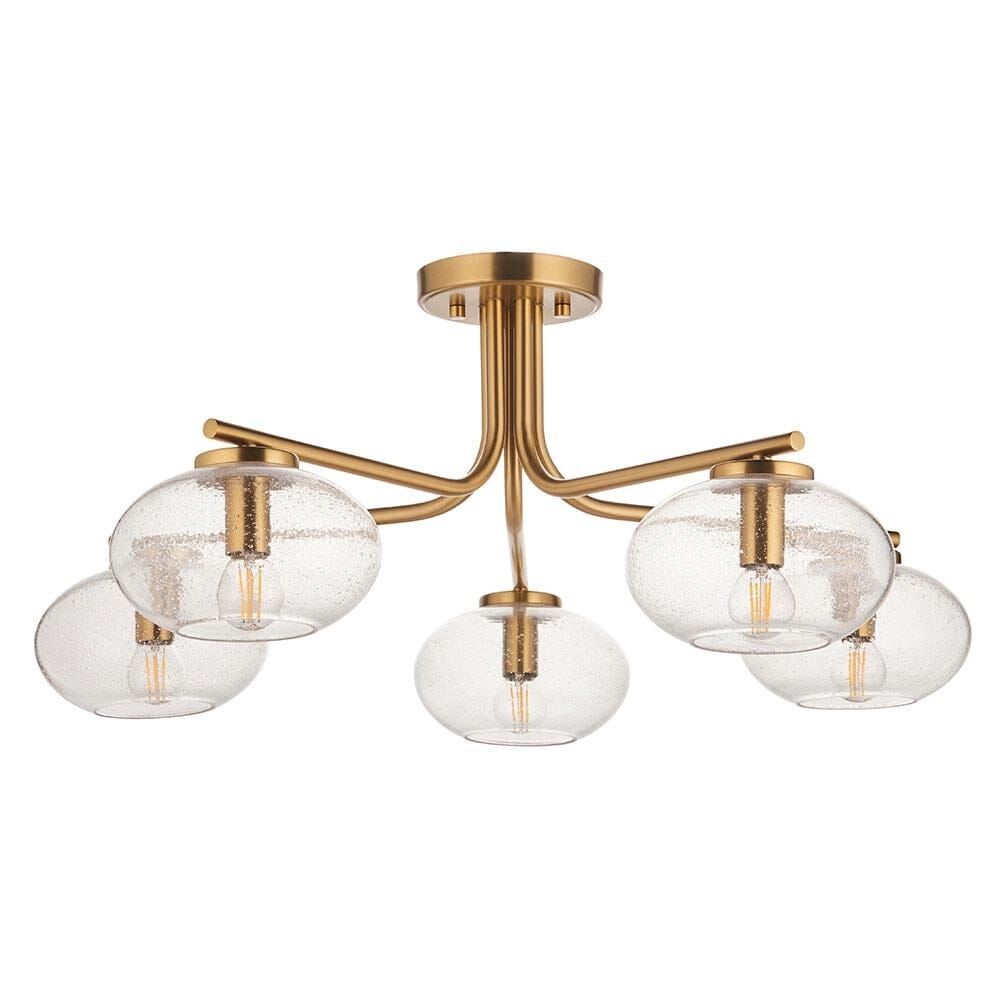 Nayeli Gold & Glass Semi Flush Ceiling Light Lighting 