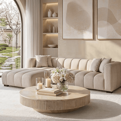 Neo Cream Tweed Left Hand Facing Chaise End Sofa Sofa 