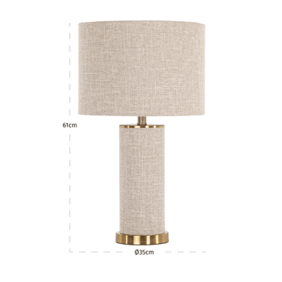 Nerisse Beige Linen Fabric Table Lamp with Gold Base Lighting 