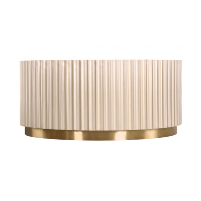 Nobbu Champagne Fluted Round Coffee Table with Mirrored Top Furniture 