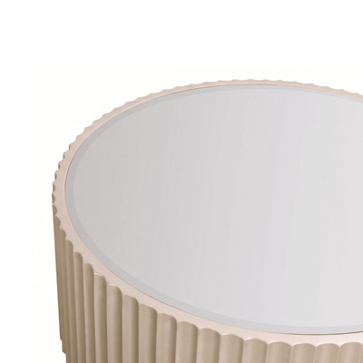 Nobbu Champagne Fluted Round Coffee Table with Mirrored Top Furniture 