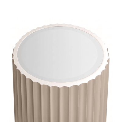 Nobbu Champagne Fluted Round Side Table with Mirrored Top Furniture 