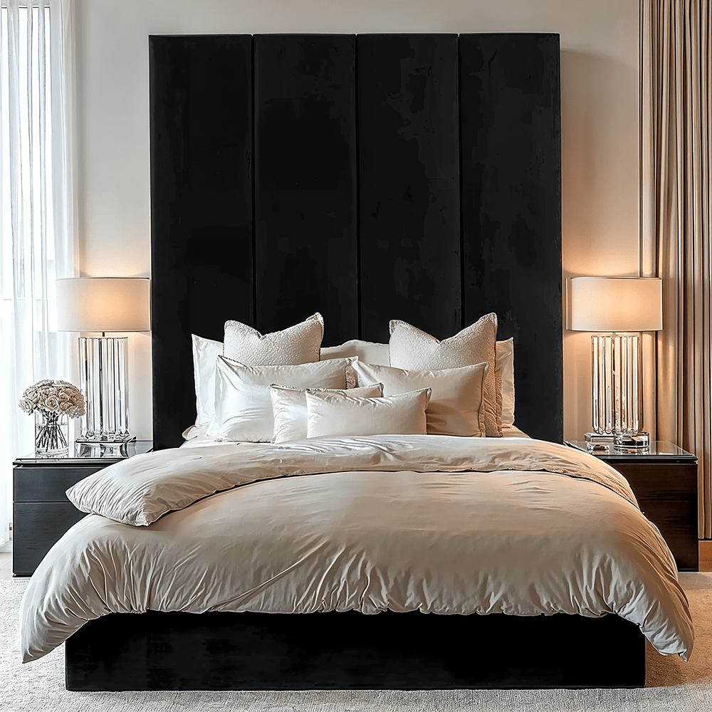 Noir Black Velvet Individual Wall Mounted Headboard Panel - 45cm Beds and Headboards 