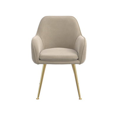 Nolano Light Beige Velvet Dining Chair with Gold Legs Furniture 