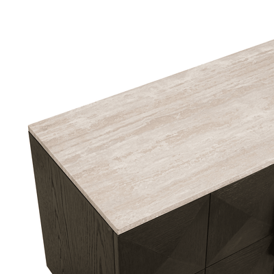 Norah Deep Brown 4 Door TV Unit with Travertine Top Furniture 