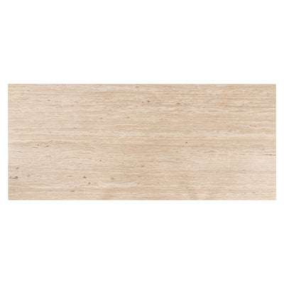 Norah Deep Brown Rectangular Dining Table with Travertine Top Furniture 