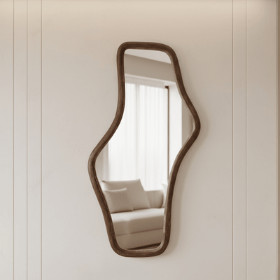 Norah Walnut Abstract Mirror Accessories 