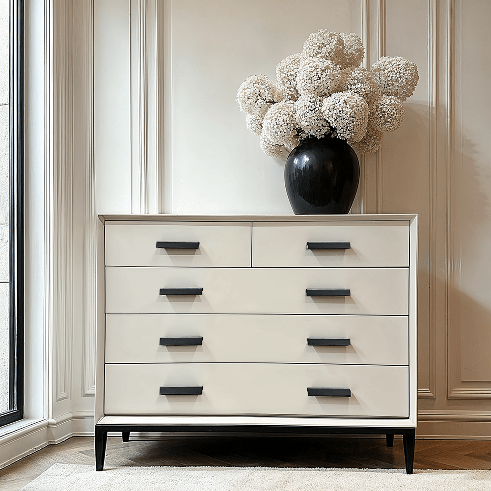 Nova Stone & Black 5 Drawer Chest Furniture 
