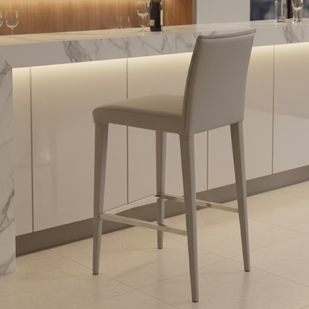 Novara Grey Leather Upholstered Bar Stool Furniture 