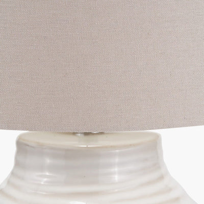 Nyelle White Textured Ceramic Floor Lamp with Linen Shade Lighting 