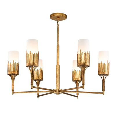 Nyx Antique Gold 6 Light Glass Ceiling Pendant Lighting 