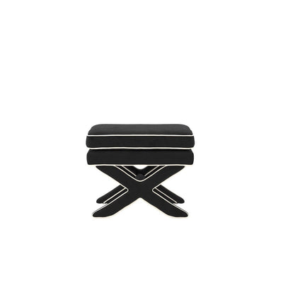 Oceanne Black Stool with Cream Piping Detail Furniture 
