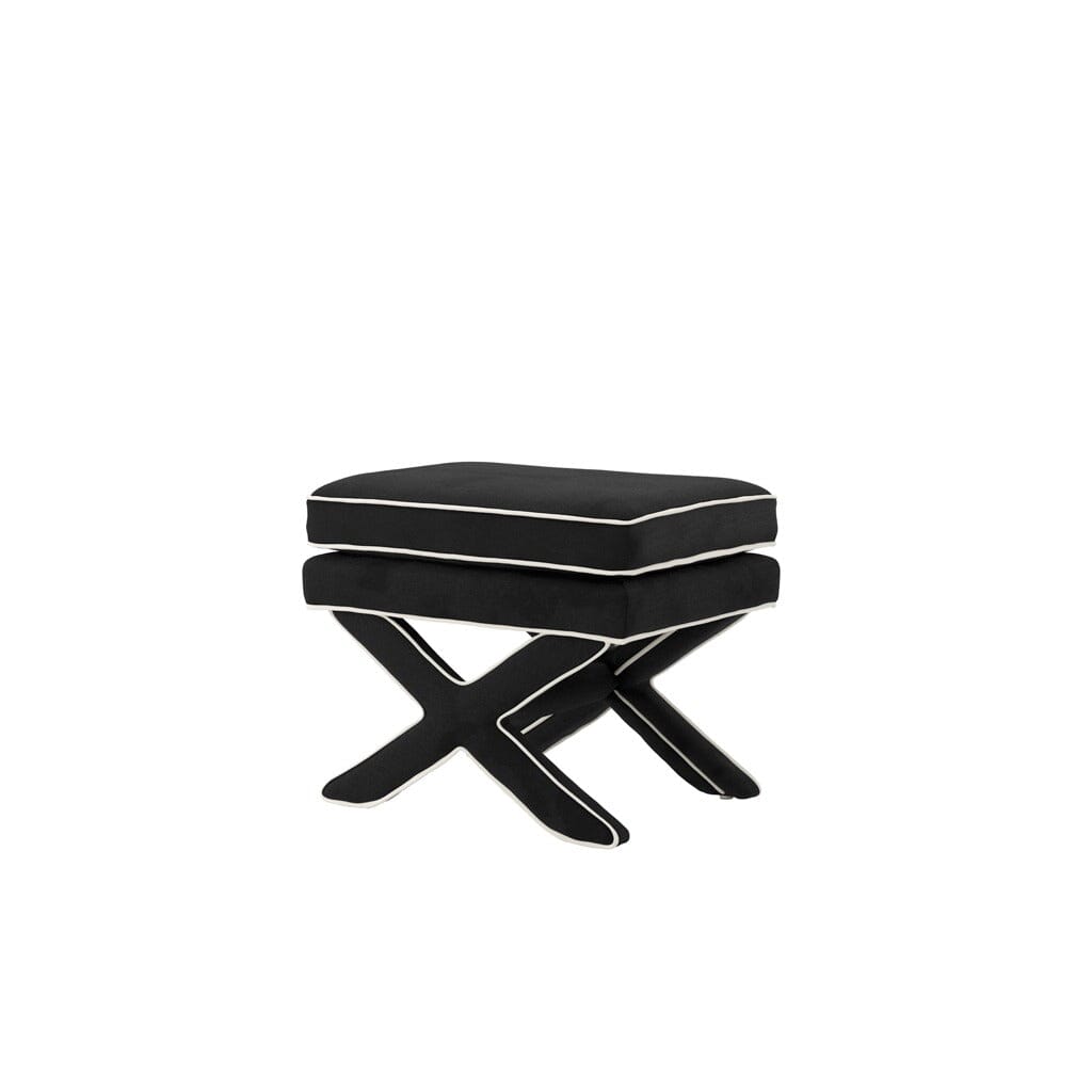 Oceanne Black Stool with Cream Piping Detail Furniture 
