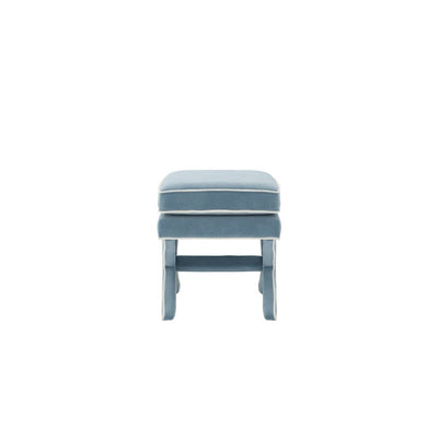 Oceanne Light Blue Stool with Cream Piping Detail Furniture 