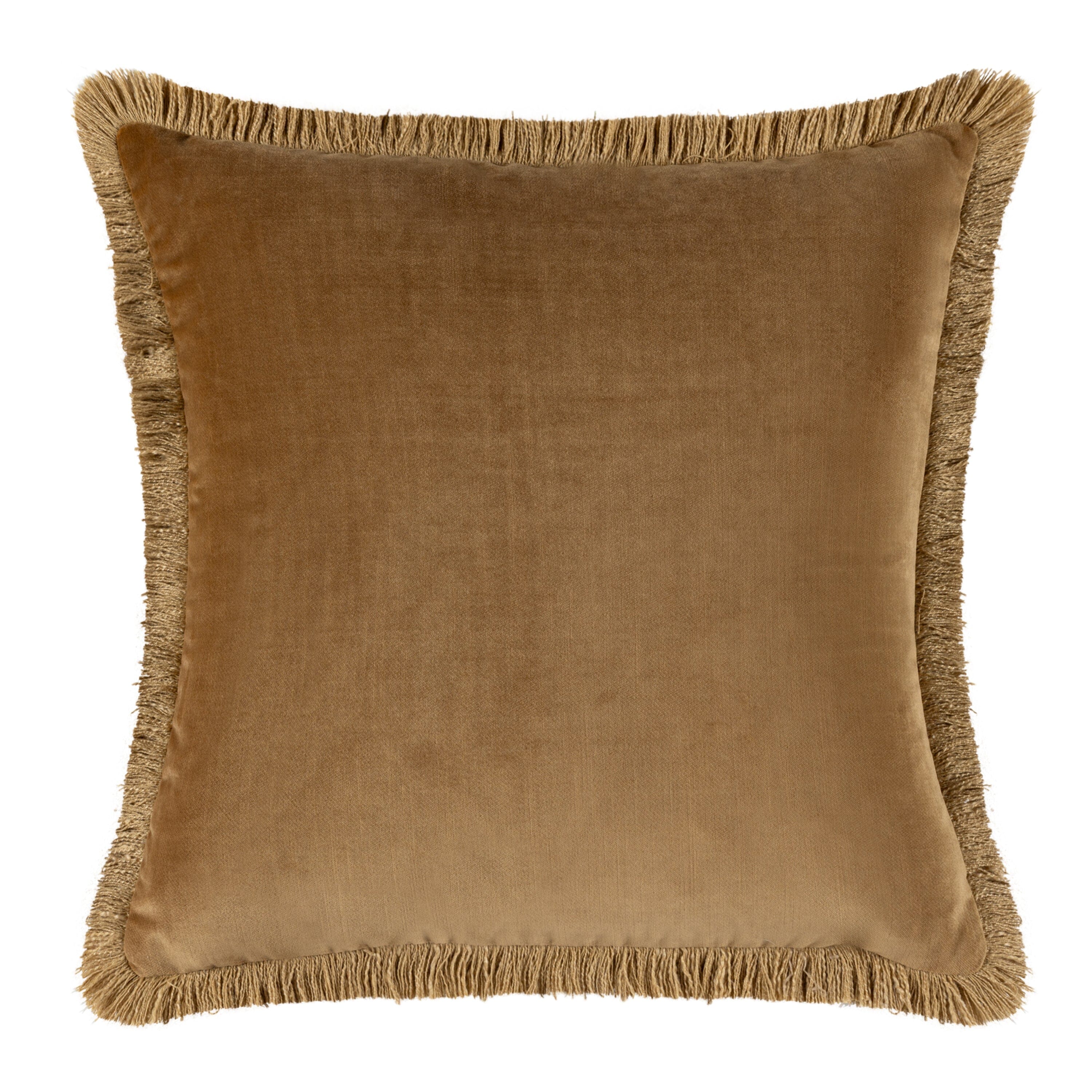 Odalys Amber Velvet Cushion with Fringe Deatil- 43x43cm Accessories 
