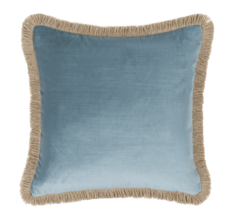 Odalys Baby Blue Cushion with Fringe Detail - 43x43cm Textiles 