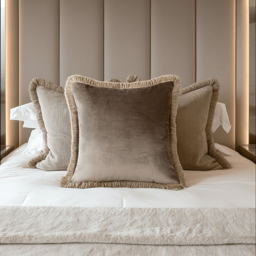 Odalys Cappuccino Cushion with Fringe Detail - 43x43cm Textiles 
