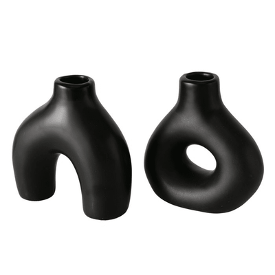 Oka Mini Black Organic Shaped Vases - Set of 2 Accessories 
