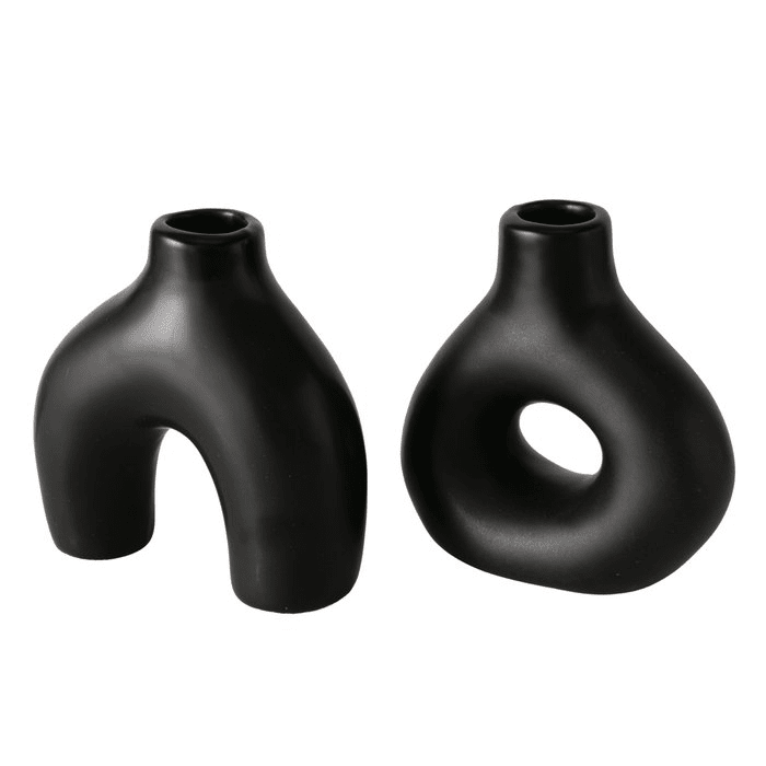 Oka Mini Black Organic Shaped Vases - Set of 2 Accessories 