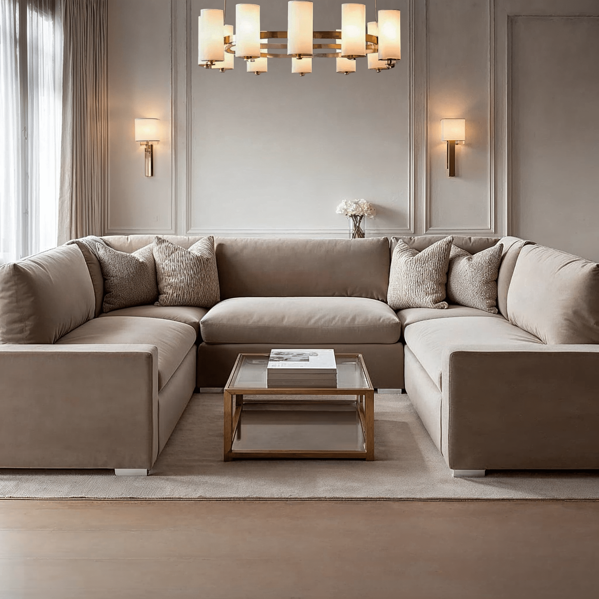 Olivia Mink Premium Large U-Shaped Sofa MTO Sofa 