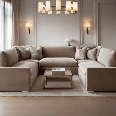Olivia Mink Premium Large U-Shaped Sofa MTO Sofa 