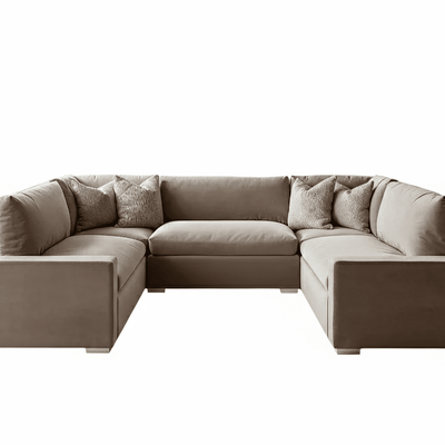 Olivia Mink Premium Large U-Shaped Sofa Sofa 