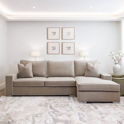 Olivia Mink Premium Sofa With Cream Piping MTO Sofa 