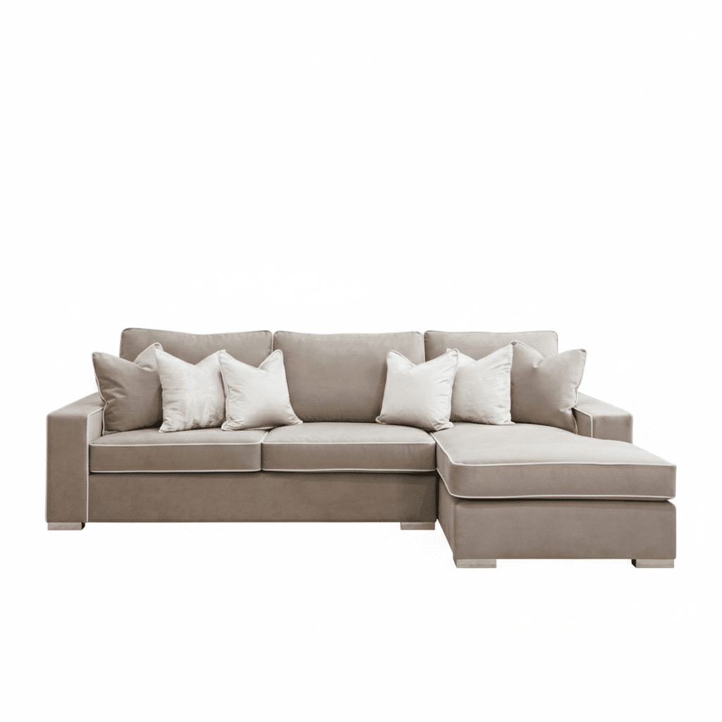Olivia Mink Premium Sofa With Cream Piping Sofa 