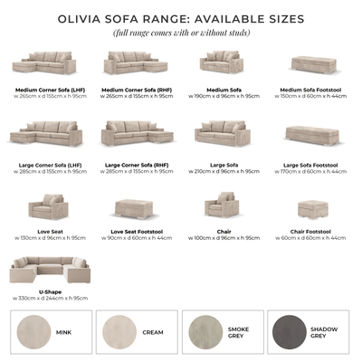 Olivia Premium Cream Sofa Range without Studs MTO Sofa 