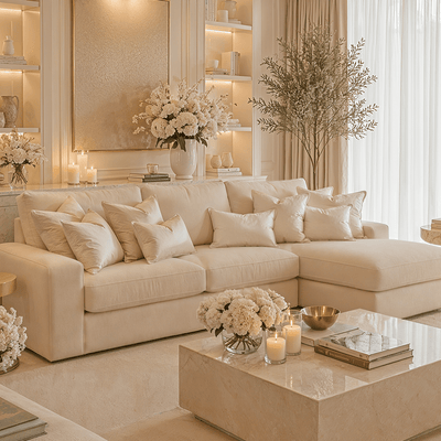 Olivia Premium Cream Sofa Range without Studs Sofa 
