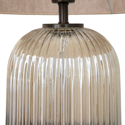 Olympia Tall Ribbed Glass & Bronze Table Lamp Lighting 