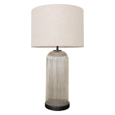 Olympia Tall Ribbed Glass & Bronze Table Lamp Lighting 