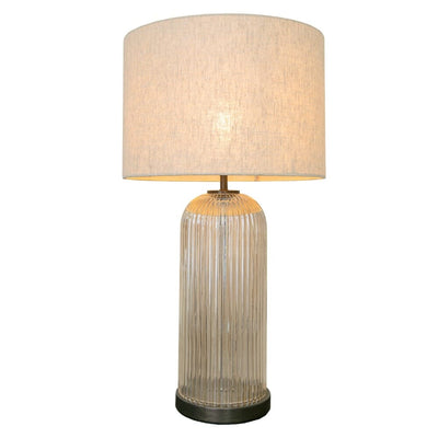 Olympia Tall Ribbed Glass & Bronze Table Lamp Lighting 