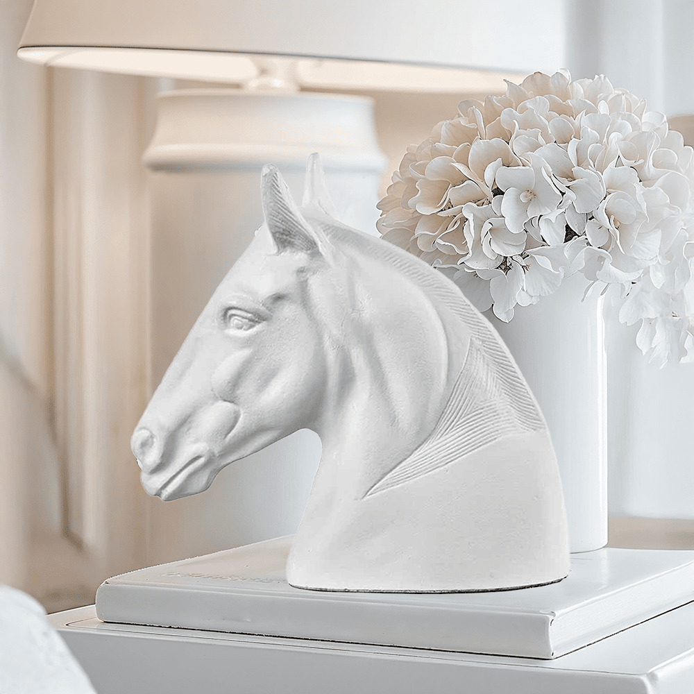 Olympia White Metal Decorative Horse Head Ornament Accessories 