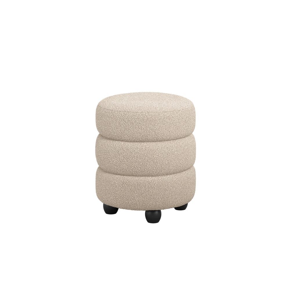 Omura Beige Boucle Pouffe with Black Feet Furniture 