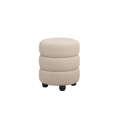 Omura Beige Boucle Pouffe with Black Feet Furniture 