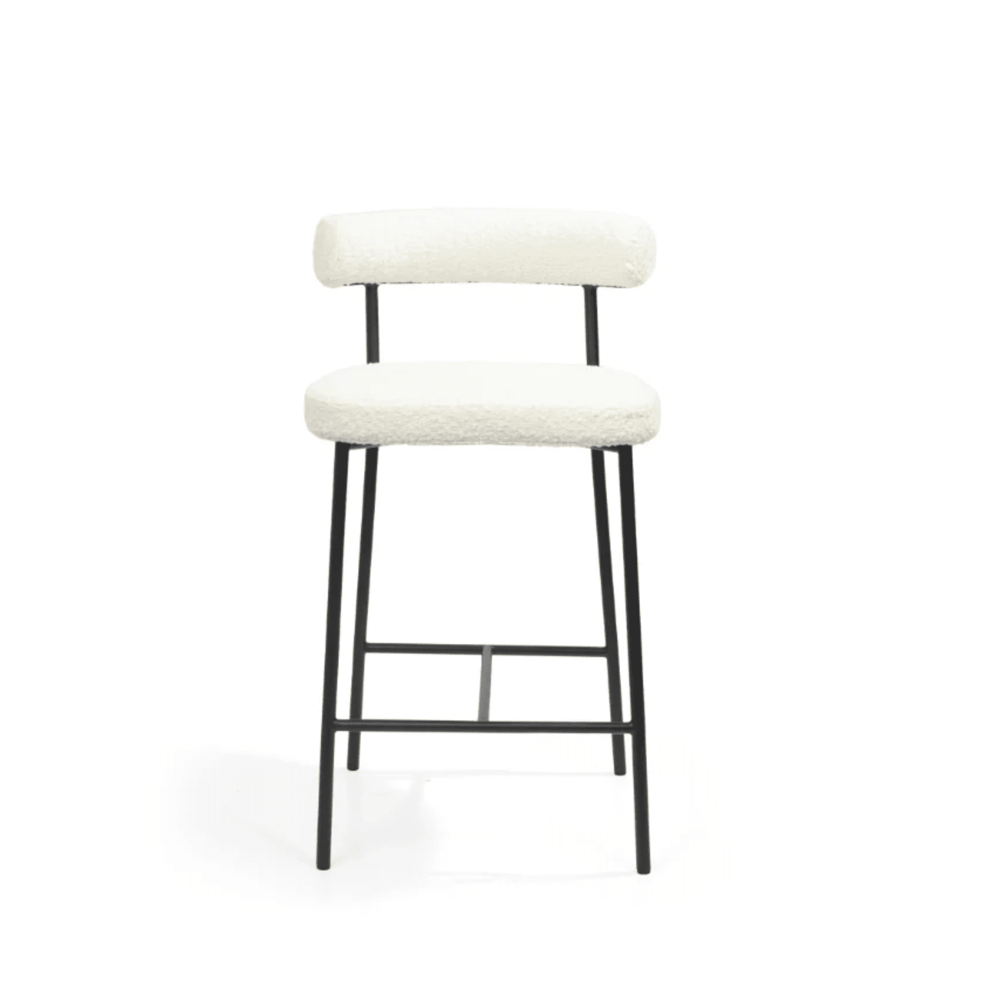 Ophelia Ivory Boucle Upholstered Bar Stool with Black Legs Furniture 